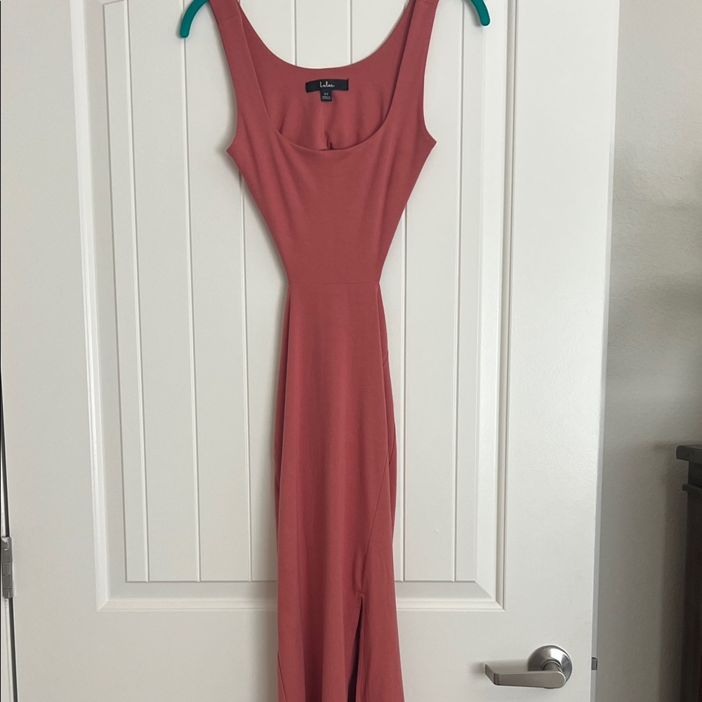 Lulu's Rose Coral Scoop Neck Maxi Dress
